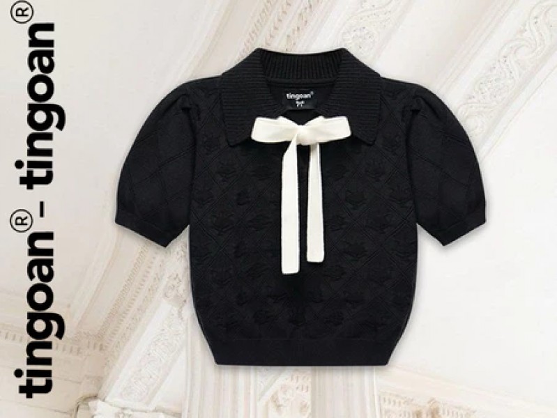  Áo len crop bề mặt len hoạ tiết quả trám buộc nơ YURI YURI TOP