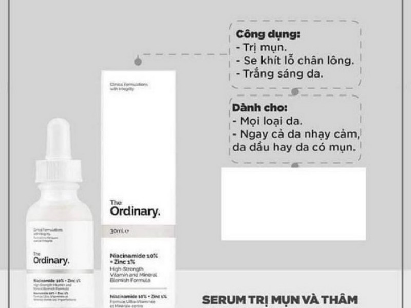 Serum Giảm Mụn Se Khít Lỗ Chân Lông The Ordinary Niacinamide 10% + Zinc 1%