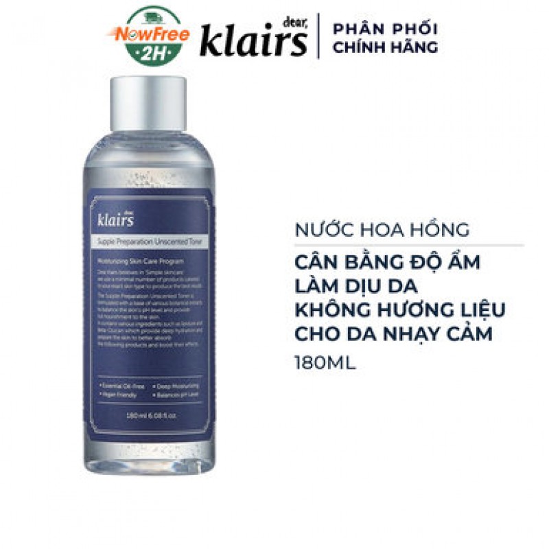 Nước Hoa Hồng Klairs Không Mùi Cho Da Nhạy Cảm 180ml Supple Preparation Unscented Toner