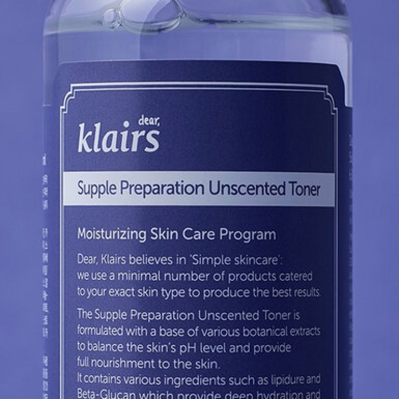 Nước Hoa Hồng Klairs Không Mùi Cho Da Nhạy Cảm 180ml Supple Preparation Unscented Toner