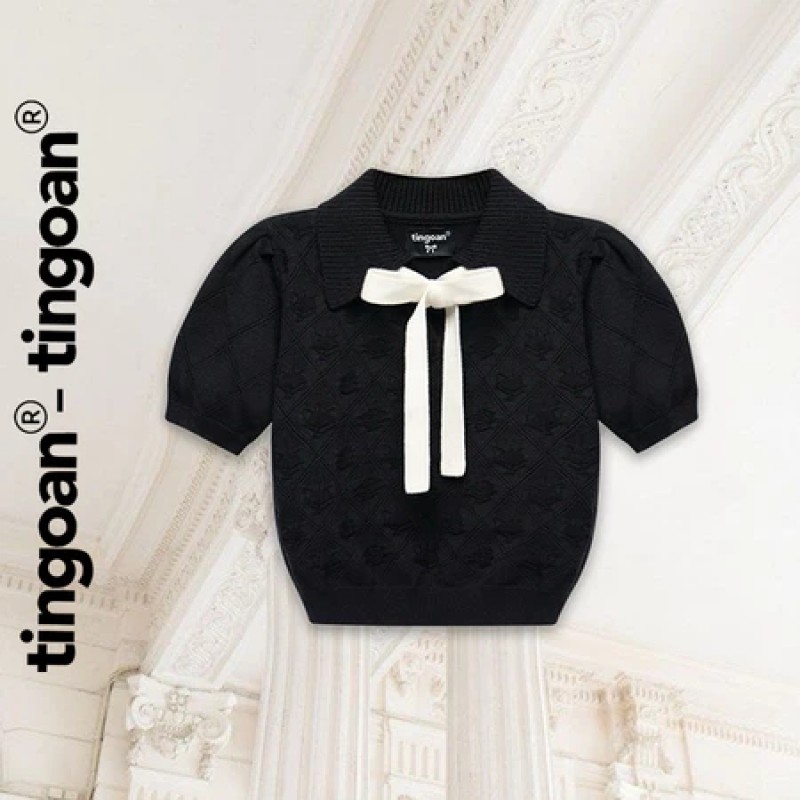  Áo len crop bề mặt len hoạ tiết quả trám buộc nơ YURI YURI TOP