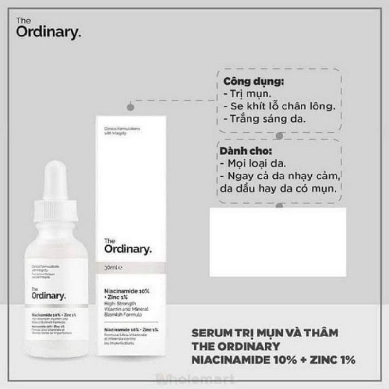 Serum Giảm Mụn Se Khít Lỗ Chân Lông The Ordinary Niacinamide 10% + Zinc 1%