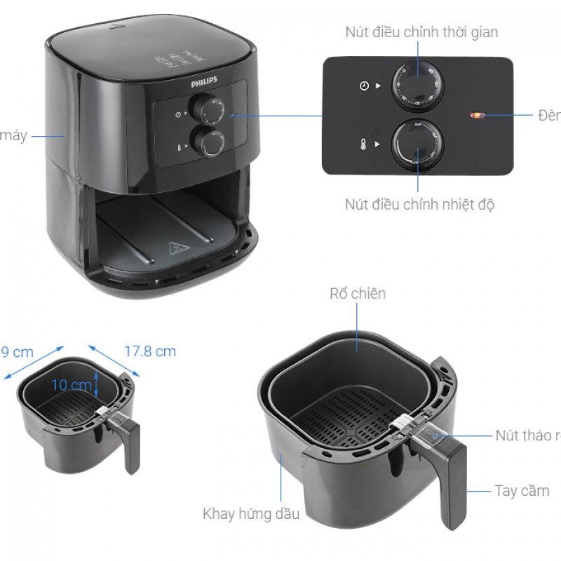 Nồi chiên không dầu Philips 4.1 lít HD9200/90