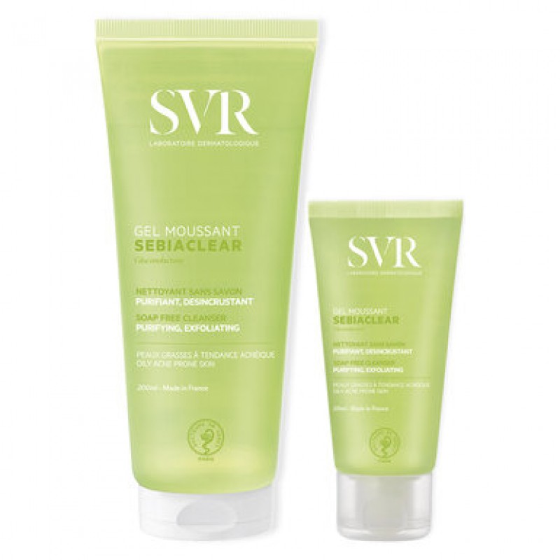 Bộ Gel Rửa Mặt SVR Không Chứa Xà Phòng Cho Da Dầu 200ml + 55ml